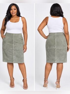 New Port News Suede Vivid Green Skirt